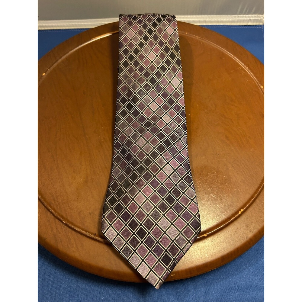 George Purple Men's 100% Silk Tie Geometric Necktie